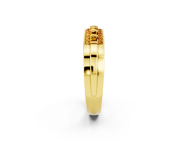 Yellow gold Channel-Set Princess Cut Diamond Pavé Band