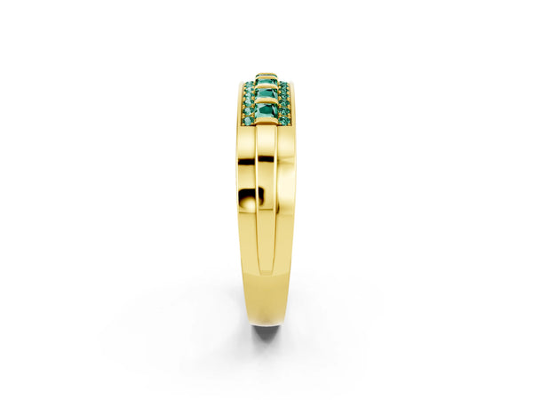 Yellow gold Channel-Set Princess Cut Diamond Pavé Band