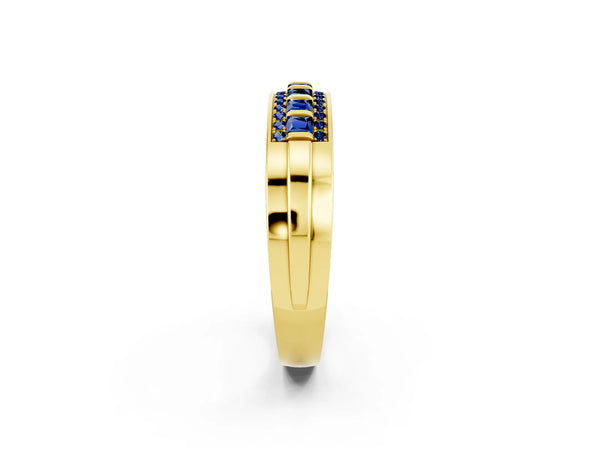 Yellow gold Channel-Set Princess Cut Diamond Pavé Band