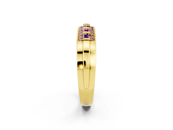 Yellow gold Channel-Set Princess Cut Diamond Pavé Band