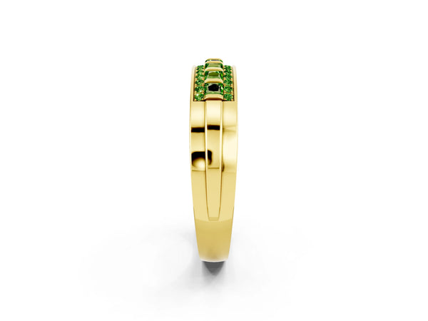 Yellow gold Channel-Set Princess Cut Diamond Pavé Band