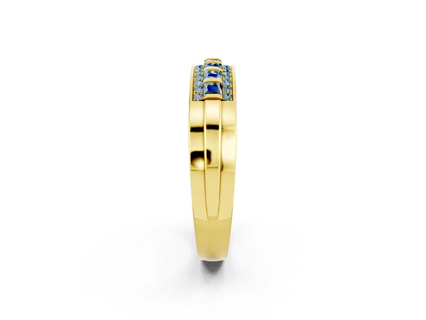 Yellow gold Channel-Set Princess Cut Diamond Pavé Band