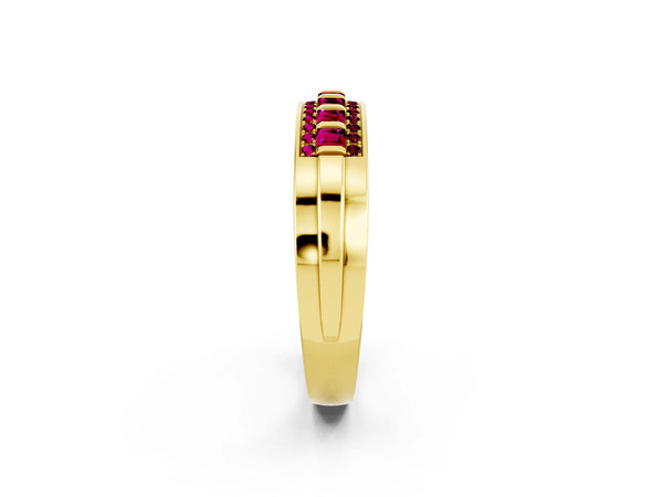 Yellow gold Channel-Set Princess Cut Diamond Pavé Band