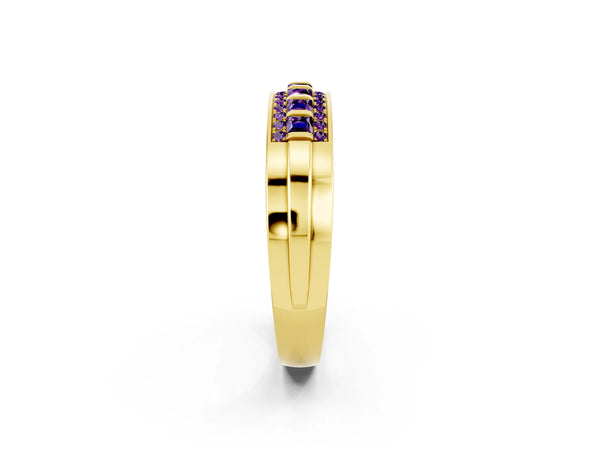 Yellow gold Channel-Set Princess Cut Diamond Pavé Band