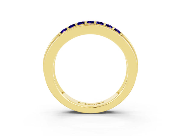 Yellow gold Channel-Set Princess Cut Diamond Pavé Band