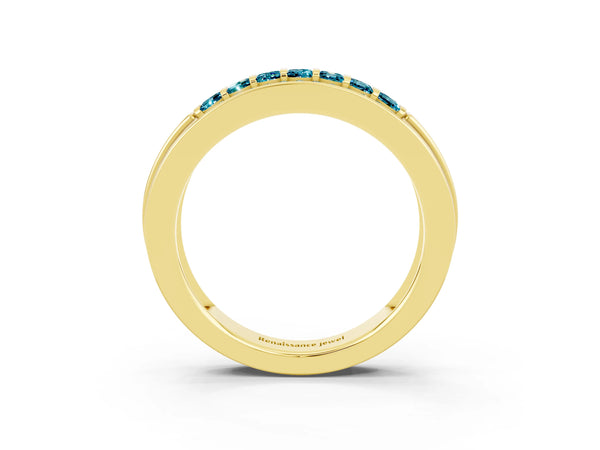 Yellow gold Channel-Set Princess Cut Diamond Pavé Band