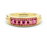 Yellow gold Channel-Set Princess Cut Diamond Pavé Band_42