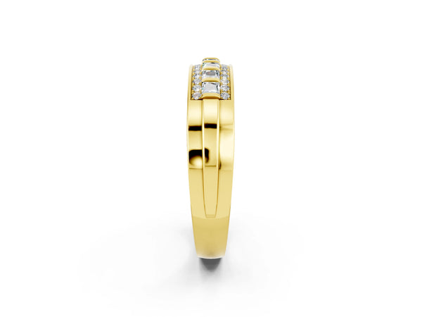 Yellow gold Channel-Set Princess Cut Diamond Pavé Band