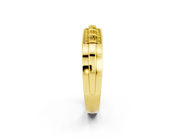 Yellow gold Channel-Set Princess Cut Diamond Pavé Band