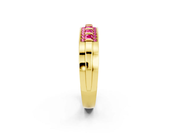 Yellow gold Channel-Set Princess Cut Diamond Pavé Band
