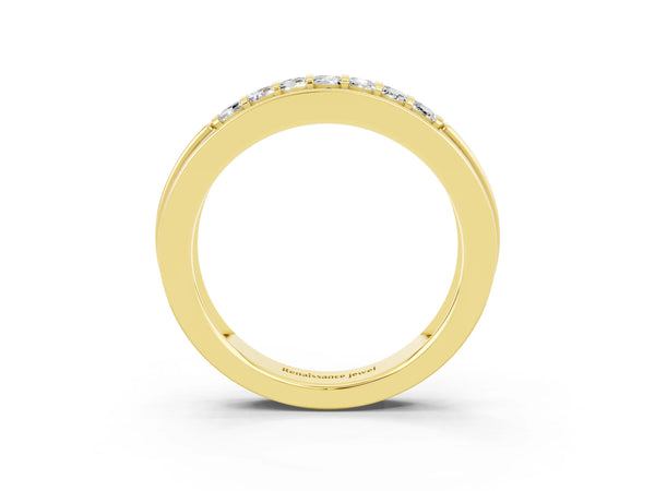 Yellow gold Channel-Set Princess Cut Diamond Pavé Band