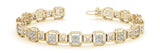 Yellow gold Channel Set Princess Cut Diamond Tennis Bracelet with Milgrain Detailing