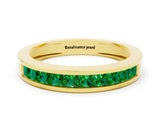 10K Yellow Gold Channel Set Princess Cut Emerald Eternity Band