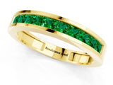 10K Yellow Gold Channel Set Princess Cut Emerald Eternity Band