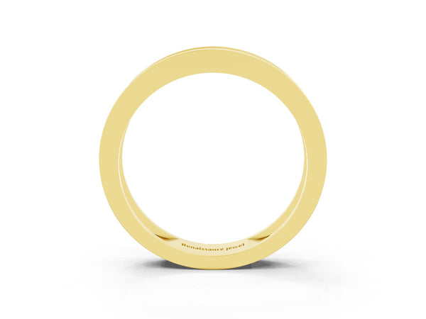 Yellow Gold Princess Cut Lab-Grown Emerald Channel Set Wedding Band with Flat Rails