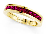 Yellow gold Channel Set Princess Cut Garnet Eternity Band_25