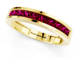 Yellow gold Channel Set Princess Cut Garnet Eternity Band_49
