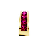 Yellow gold Channel Set Princess Cut Garnet Eternity Band_53