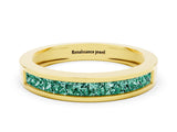 Yellow gold Channel Set Princess Cut Green Sapphire Eternity Band_24