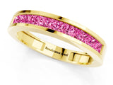 Yellow gold Channel Set Princess Cut Pink Sapphire Eternity Band_37