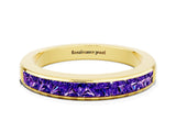 Yellow gold Channel Set Princess Cut Tanzanite Eternity Band_6