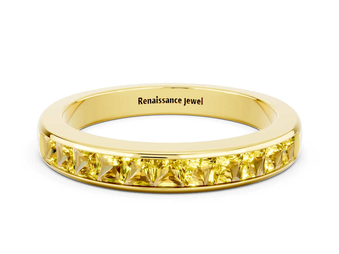 Yellow gold Channel Set Princess Cut Yellow Sapphire Eternity Band_18