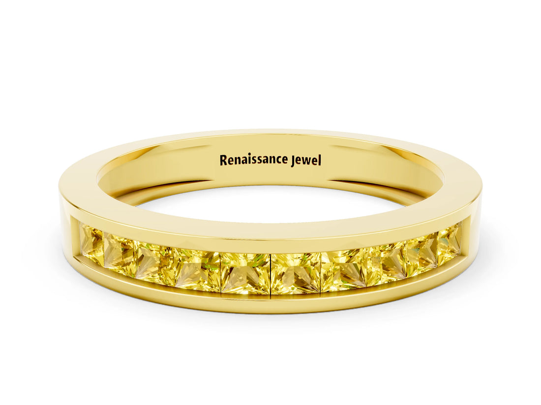 Yellow gold Channel Set Princess Cut Yellow Sapphire Eternity Band_48