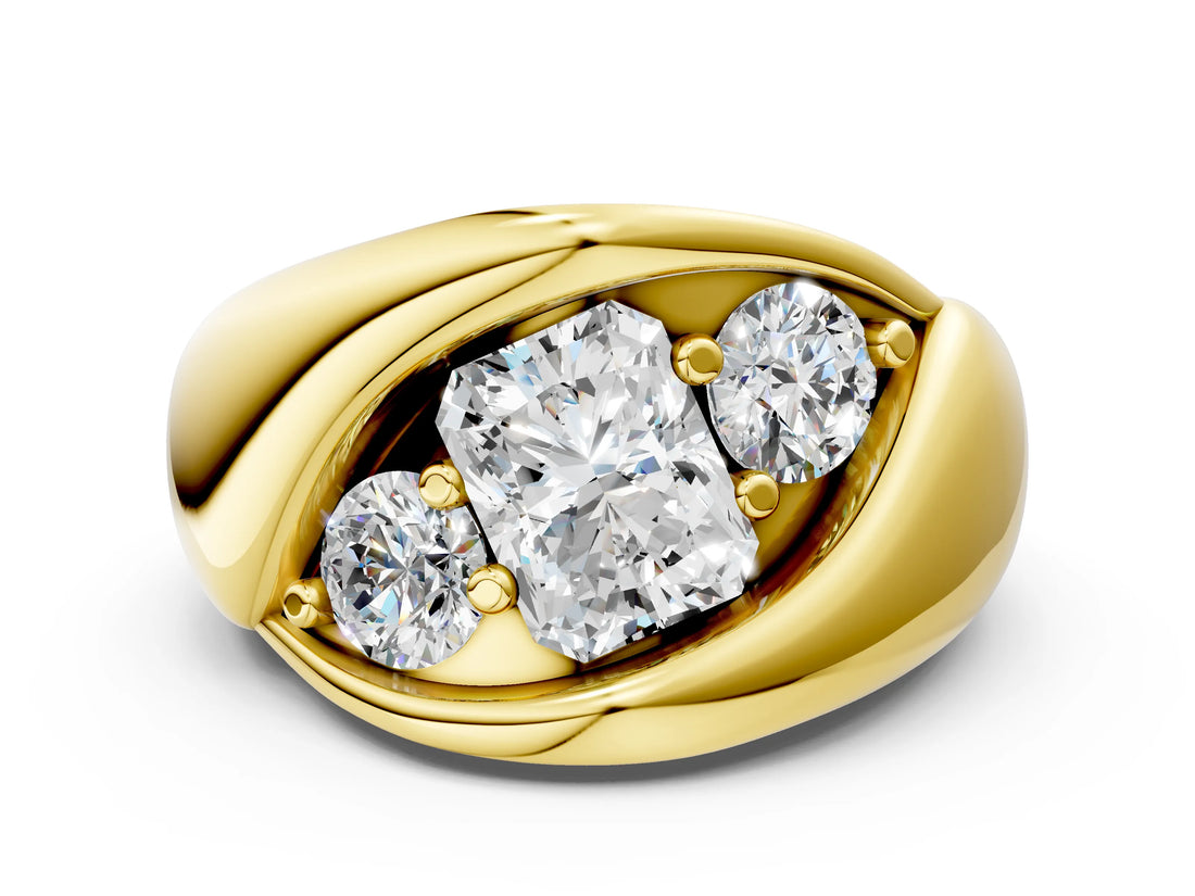 Yellow gold Channel Set Radiant Diamond Crossover Band_6