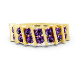 Yellow gold Channel Set Round Amethyst Anniversary Band with Vertical Prongs_6