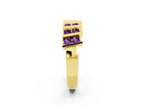 Yellow gold Channel Set Round Amethyst Anniversary Band with Vertical Prongs_8