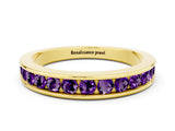 Yellow gold Channel Set Round Amethyst Eternity Band_6