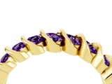 Yellow gold Channel Set Round Amethyst Multi-Row Band_10