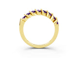 Yellow gold Channel Set Round Amethyst Multi-Row Band_9