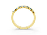 Yellow gold Channel Set Round Aquamarine Anniversary Band with Vertical Prongs_9