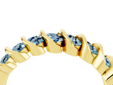 Yellow gold Channel Set Round Aquamarine Multi-Row Band_10