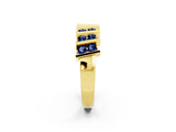 Yellow gold Channel Set Round Blue Sapphire Anniversary Band with Vertical Prongs_8