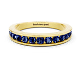 Yellow gold Channel Set Round Blue Sapphire Eternity Band_6