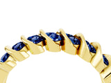 Yellow gold Channel Set Round Blue Sapphire Multi-Row Band_10