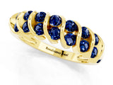 Yellow gold Channel Set Round Blue Sapphire Multi-Row Band_7