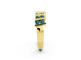 Yellow gold Channel Set Round Blue Topaz Anniversary Band with Vertical Prongs_8