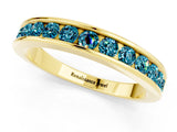 Yellow gold Channel Set Round Blue Topaz Eternity Band_7