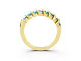 Yellow gold Channel Set Round Blue Topaz Multi-Row Band_9