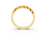 Yellow gold Channel Set Round Citrine Anniversary Band with Vertical Prongs_9