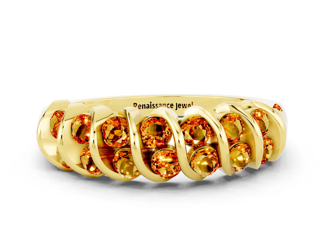 Yellow gold Channel Set Round Citrine Multi-Row Band_6