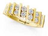 Yellow gold Channel Set Round Diamond Anniversary Band with Vertical Prongs_5