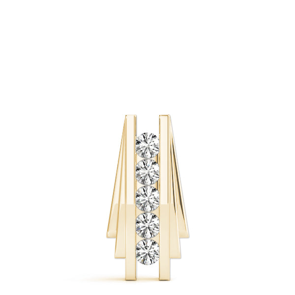 Yellow gold Channel Set Round Diamond Bar Pendant