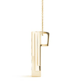 Yellow gold Channel Set Round Diamond Bar Pendant 2