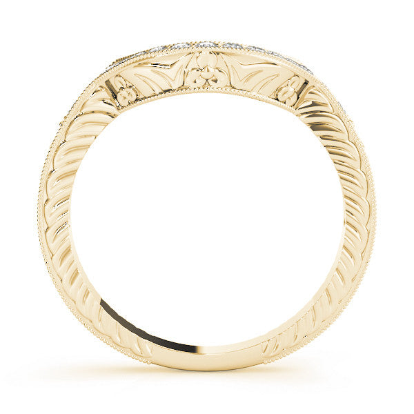 Yellow gold Channel Set Round Diamond Chevron Band 1