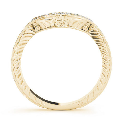 Yellow gold Channel Set Round Diamond Chevron Band 1