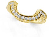 Yellow gold Channel Set Round Diamond Chevron Band_5